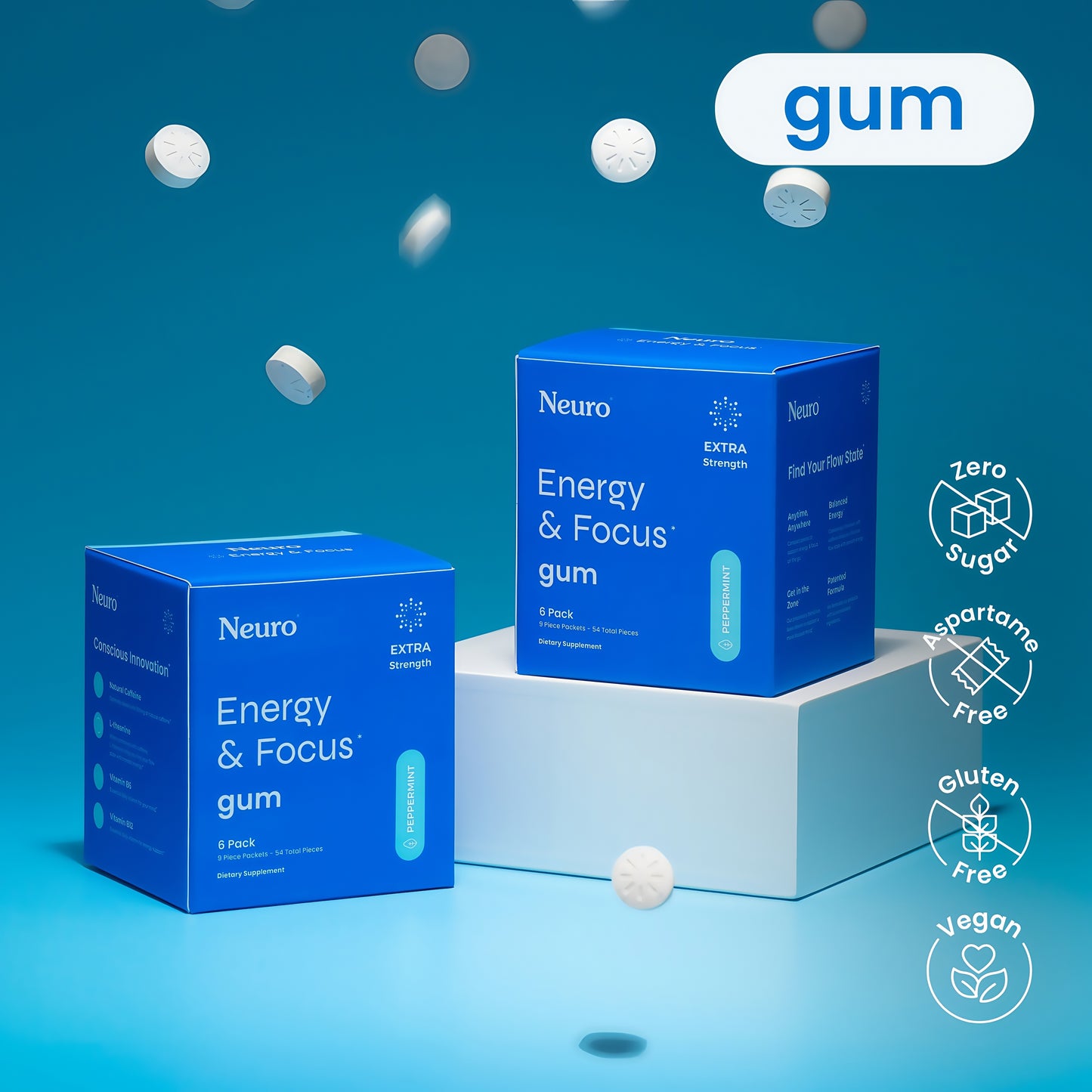 NeuroGum Extra Strength Energy Focus Peppermint Sugar Free Supplement